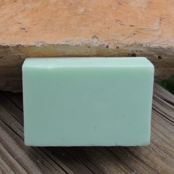 A rectangular bar of green soap.