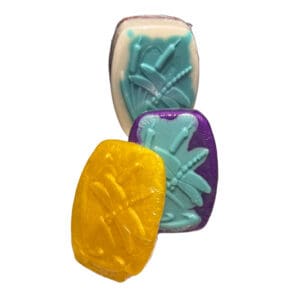 Three dragonfly soaps, assorted colors.
