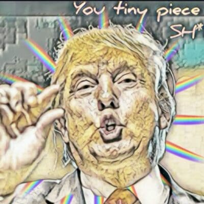 Caricature of a person with colorful effects.